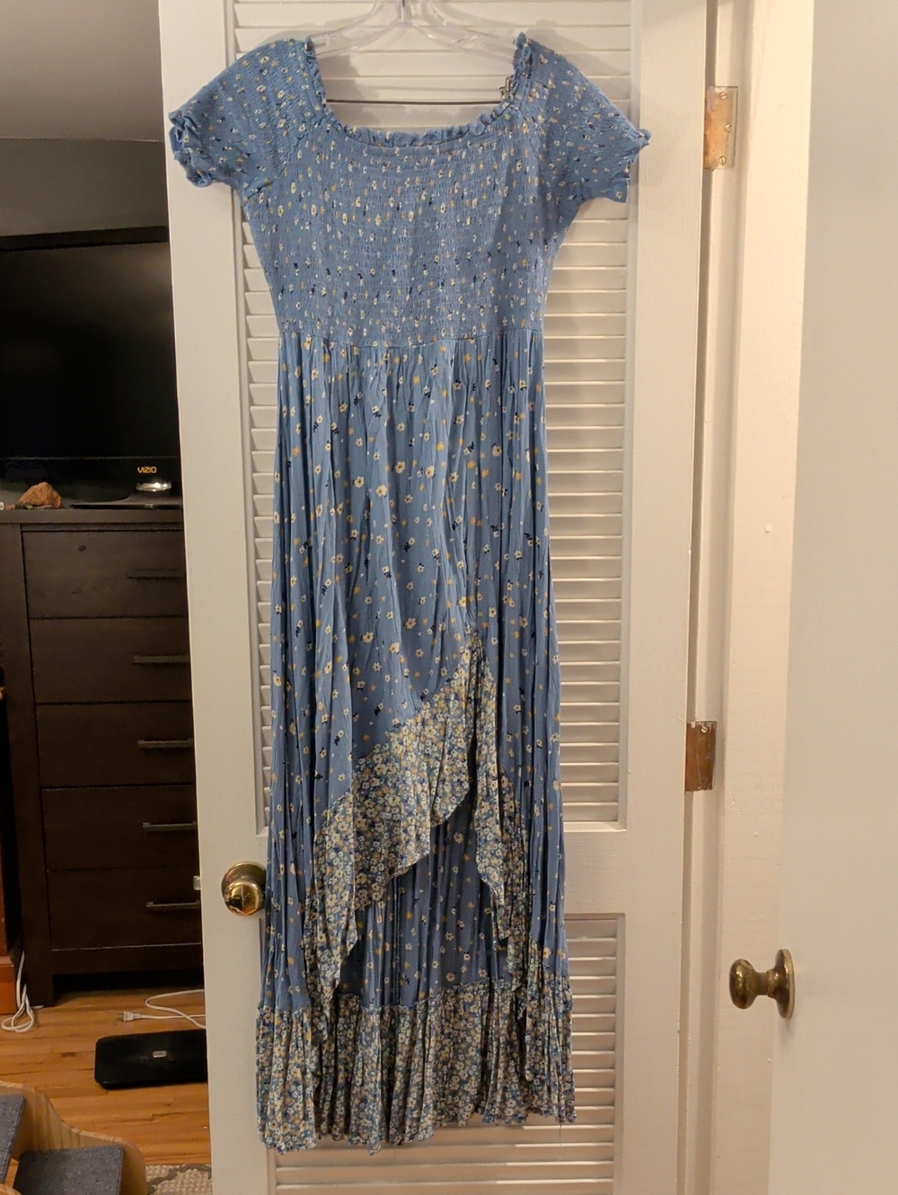 Dry Goods Blue Floral Smocked Maxi Dress